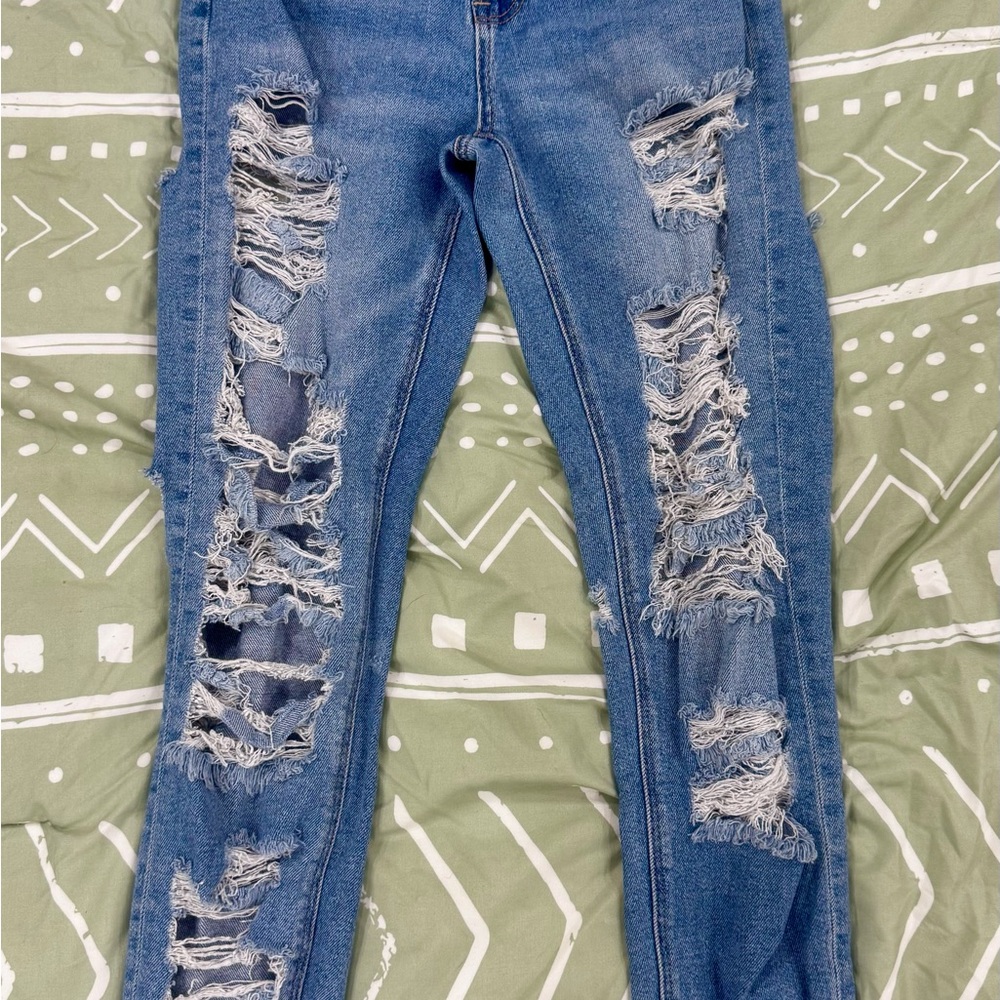 American Eagle Outfitters Ripped Blue Skinny Jeans